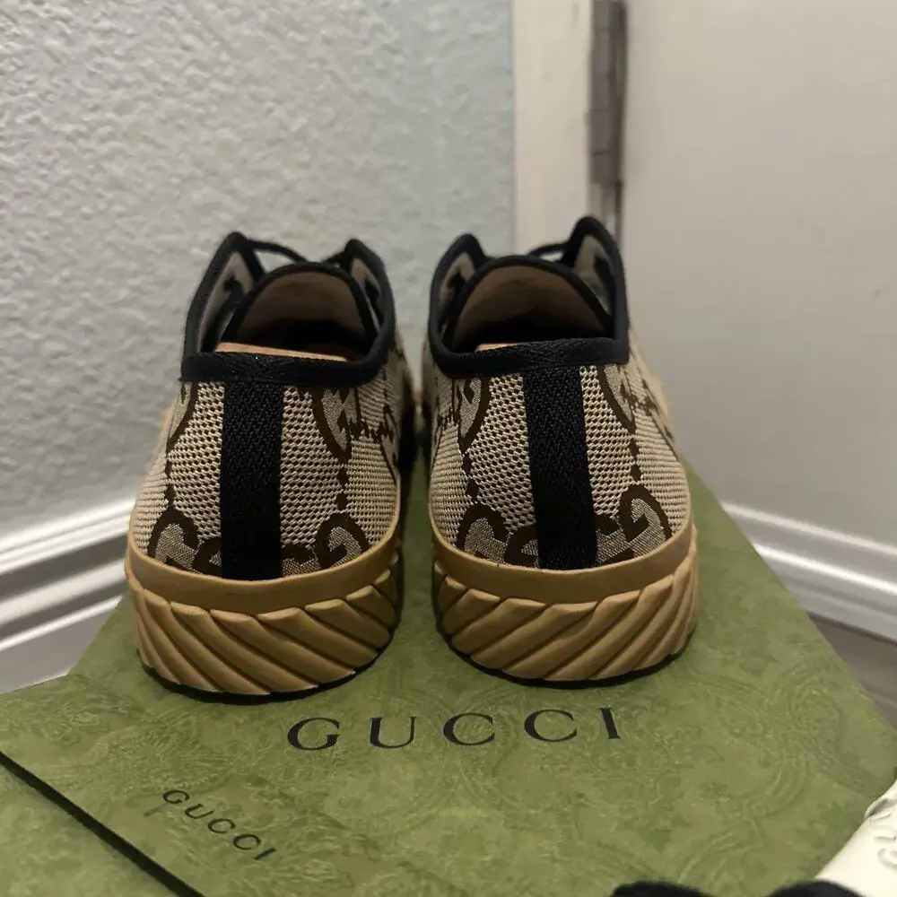 AUTHENTIC GUCCI MAXI GG LOW TOP MONOGRAM SNEAKERS 703031 GG 10 (fits USA SZ 11)